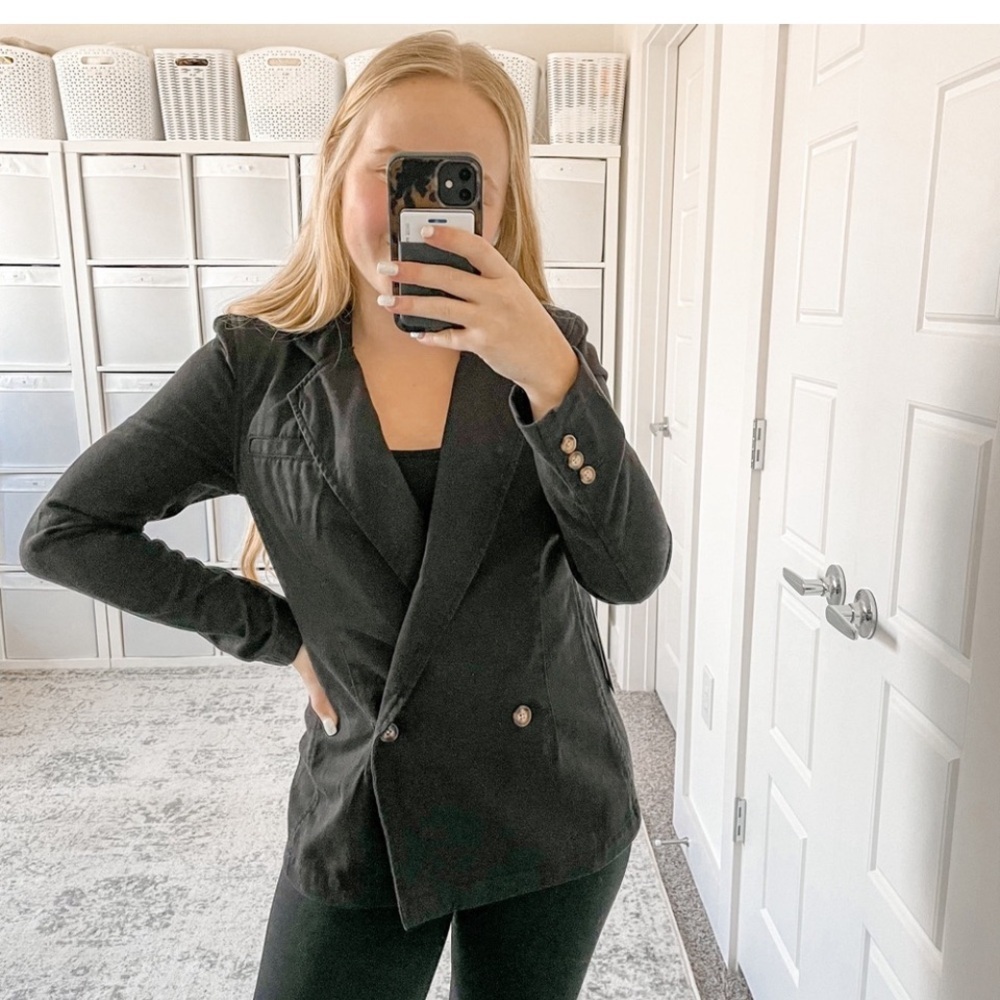 Boyish Julian Blazer Black Denim Jean Medium NWT Double Breasted Jacket
